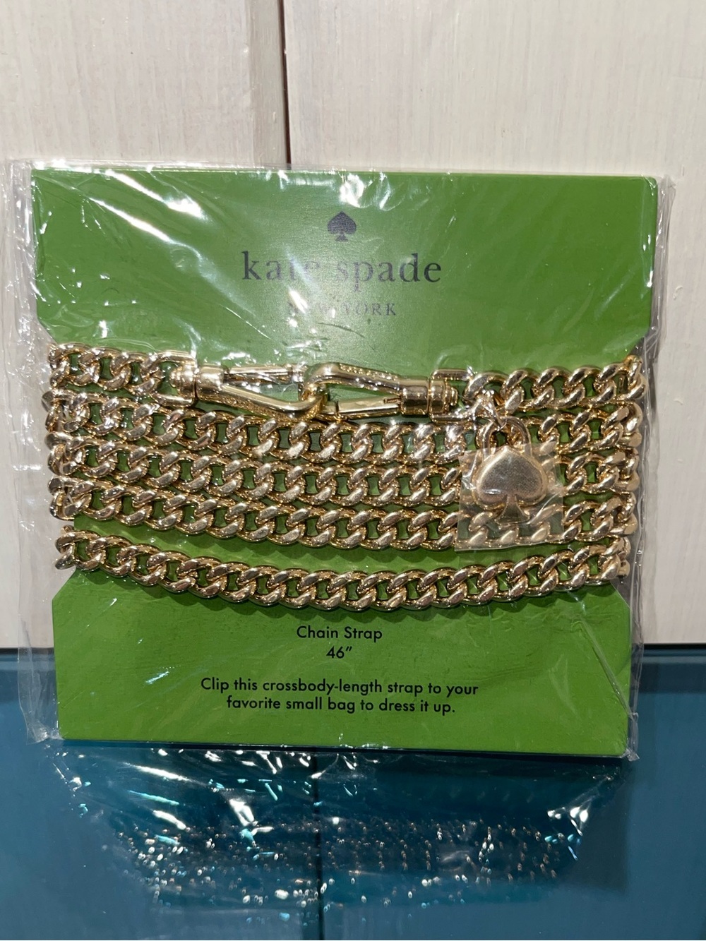 $59 Kate Spade ♠️ Gold Tone Yellow Chain Crossbody Bag Strap NWT Sealed - Picture 3 of 6